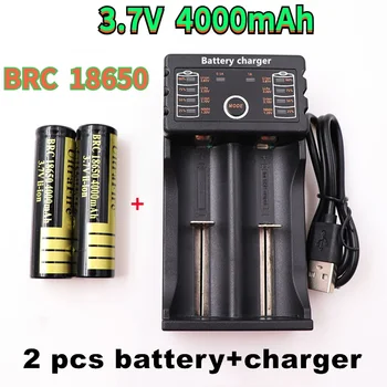 100% оригинален нов 18650 батерия 3,7 4000 mah литиево-йонна батерия за led фенерче + usb зарядно устройство