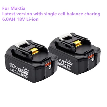 100% Оригинална Акумулаторна Батерия Електроинструменти Makita 18V 6000mAh с Led Литиево-йонна батерия Заместител на LXT BL1860B BL1860 BL1850 BL 1830