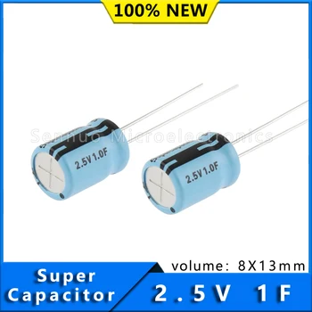 2 елемента ultracapacitors пазар 1F 2.5 1.0 F 8x13 мм M0810-2R5105-R 1F (EDLC) суперконденсатор 2.5 В бразда, може да работи 250 Mω при 100 Hz 1000 часа при 60 ° C