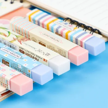 2 елемента Дълъг квадратен гумичка за деца Мека Гума с цветна хартия Корейски канцеларски материали, Офис консумативи Сладки аксесоари