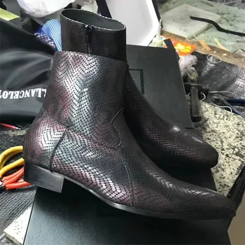2018 Персонализирани Цветни лъскави мъжки обувки ръчна работа с цифри под формата на риба люспи от естествена кожа с остри пръсти, луксозни булчински обувки