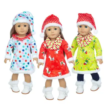 2023 Ново коледна рокля, подходяща за кукольной дрехи American Girl, 18-инчовата кукла, подарък за коледа за момиче (продава се само дрехи)