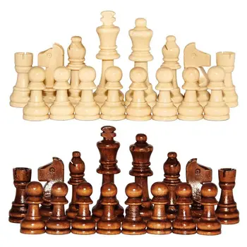 32ШТ Дървени шах International 2.2 инча Обучение игра на шах Повишаване на интелигентност, Набор от словесни, шах Standard Tournamen
