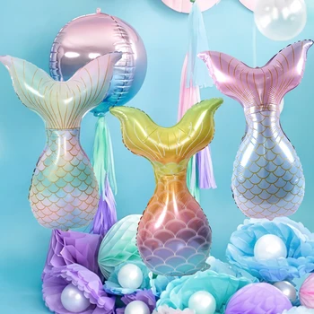3ШТ Опашка на русалка алуминиево фолио балон океана русалка на тема рожден ден декорация на детска баня балон украса