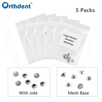 5 опаковки дентални ортодонтски язычных копчета, Кръгла основа с мрежесто издърпване празно плетене на една кука, тиранти Dentista, Стоматологични материали