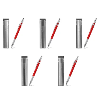 5X Молив за заваряване с 60ШТ заправками със сребристи ленти, метални маркер, механична заваряване молив за трубочистов, производство, червен