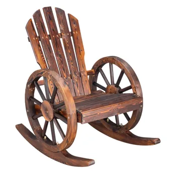 60*89*94 см Градински ела на открито с дървени колелото на Дървена люлеещ се стол Карбонизированного цвят
