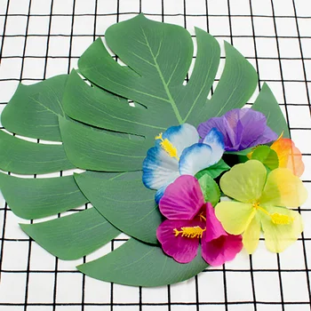 72шт декорации за дома плот от изкуствен хибискус в Хавай (случаен цвят)