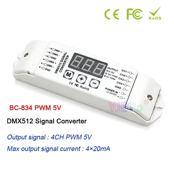BC-834 Преобразувател на сигнал 0-10 В/PWM 5 В/PWM 10 В DMX512 4-канален сигнал DMX512/1990 в сигнал 0-10 В/PWM 10/PWM 5-Слаби В сигнала 12V-24V