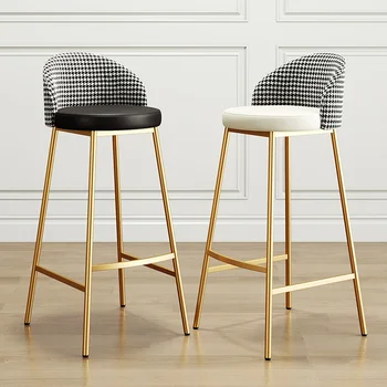 Esthetician Дизайнер Хол Разкошен Златен Висок Бар стол за Хранене Метален Стол от Мека Кожа De Bancos Bar Стоки за дома