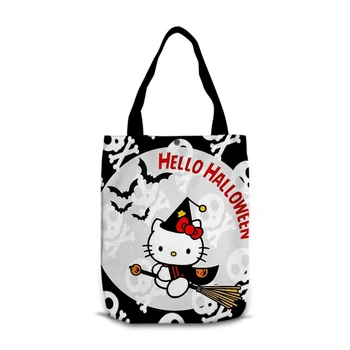 KT Котка на Хелоуин S9960 Модни холщовые чанта през рамо от аниме, ежедневна чанта за пазаруване, мультяшная чанта-тоут, подарък за момичета