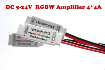 Led Мини усилвател RGBW с 5-пинов тел dc 5-24V 4CH x 4A за 5050 2835 RGBW led лента RGB, Добро качество, Безплатна доставка