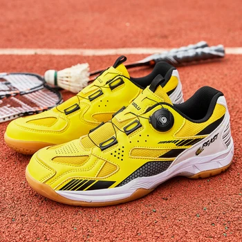 QIWN Професионална мъжки обувки за бадминтон, Жълт дамски спортни обувки за тенис, обувки за тренировки по тенис и волейбол за бързи двойки, B02