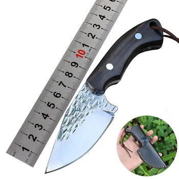 Безплатен универсален нож Wolf FW47 с фиксирано острие 9CR18, дървена дръжка, походный ловен нож за оцеляване на открито, EDC Инструментален нож
