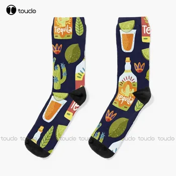 Безшевни модел Cinco De Mayo - Чорапи с текилой, Лимон и кактусом Унисекс за възрастни, юноши и младежи, Персонални забавен чорап на поръчка