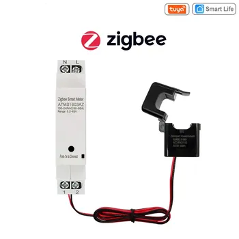 Брояч на енергия за Sasha Smart Zigbee с клипс, м енергия Zigbee, трансформатор на ток, управление на приложенията, Din-рейк, трайни