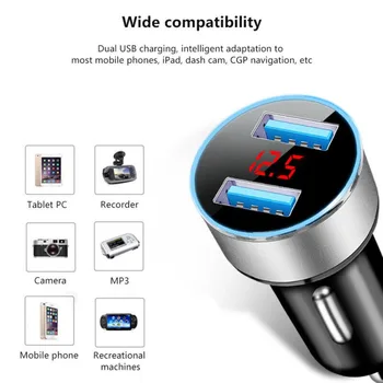 Бърз Led Волтметър С Цифров Дисплей, Dual USB Адаптер с 2 Порта, Запалки, Зарядно за Кола за iPhone За Samsung
