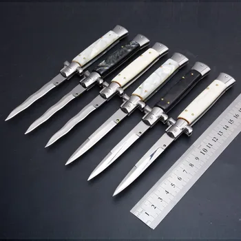 Бързо разкриваща сгъваем нож с италиански преносим 9-инчов бързо гледки сгъваем нож 440C Tactical Outdoor Survival hunting Tool
