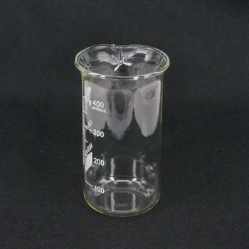 Висока чаша с Химическата лаборатория На Borosilicate Стъкло обем 400 мл, Прозрачни Чаша Сгъсти форма с чучур