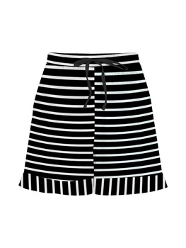 Дамски къси панталони с висока талия в стил Бохо, Завязками с Пискюли и джобове - Стилни Летни плажни ежедневни панталони