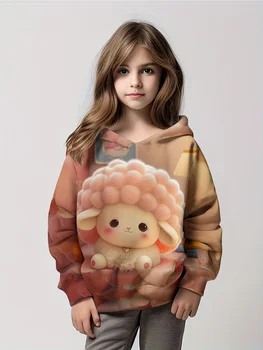 Детска играчка-зайче за момичета 3D Принт Случайни пуловер за момичета, hoody с дълъг ръкав, блузи, Пролет-есен, детски блузи за отдих, на Детски дрехи