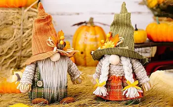 Есенни декорации Плюшено елф, кукли-джуджета, статуетка Шведски елф, Коледен Есенния декор за Деня на Благодарността, подаръци Безлични кукли