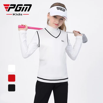 Жилетка за момичета-голфъри, детски пуловер PGM, есен/Зима, удобна и топла и копринена козина