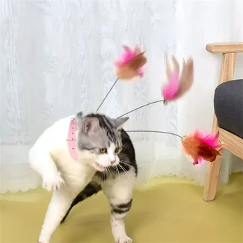Интерактивни Играчки За котки Cat Тийзър Stick Collar Self-hi Game for Cats Stick Смешни Пет Cat Играчки Аксесоари за Домашни любимци Juguwtes Para Gatos