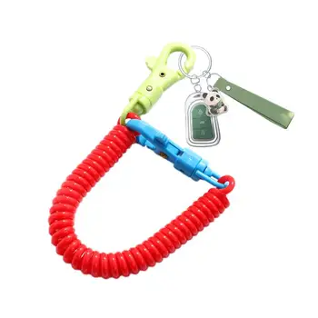 Ключодържател със спирала с пружина, защитен от кражба на Спирален кабел, Еластична верижка за ключове, халка за ключодържател, колан, Пружина въжето за аксесоари за чанти