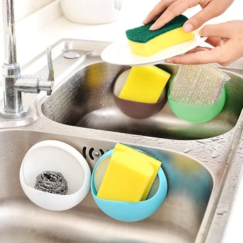 Кутия за сапун в банята, креативна проста препарат за съдове с вендузата, Монтиране на пластмасова водосточни рафтове за съхранение в тоалетната, кухнята