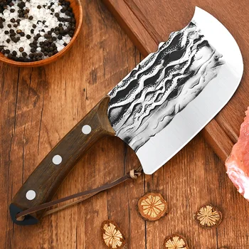 Кухненски нож за рязане на месо, сръбски нож на главния готвач с ножнами, косторез ръчно, за приготвяне на храна на открито, на къмпинг, Барбекю