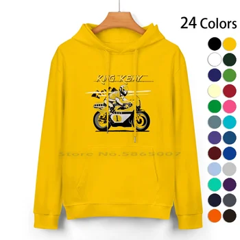Легендарният мотогонщик King Kenny Дизайн Motormaniac, пуловер с качулка от чист памук, 24 цветове, мотоциклети Кени Робъртс