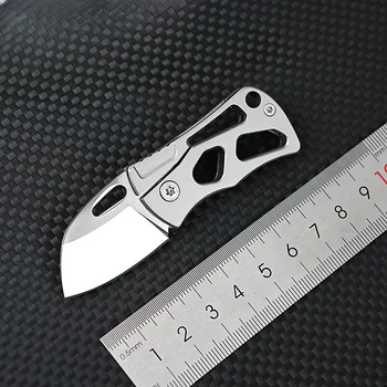Мини сгъваем диск от стомана с висока твърдост D2, остър портативен сгъваем нож за самозащита на открито, ключодържател