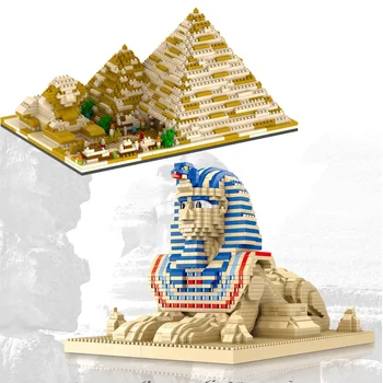 Модел Nanobrick Микроалмазный блок Пирамида на Древен Египет Сфинксът на Световно известната историческа архитектура Монтаж на Тухлена играчки в подарък