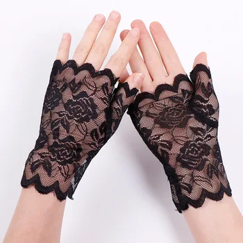 Модни дамски секси дантелени ръкавици без пръсти, дамски мрежести ръкавици с полупальцами, Мрежести ръкавици за ръце