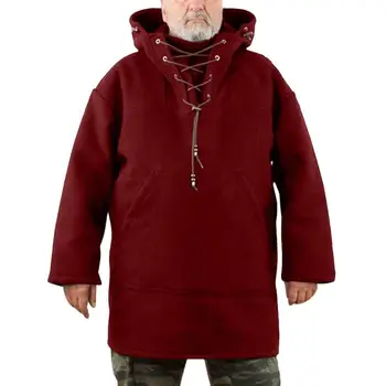 Мъжко есенно-зимни hoody, стилни мъжки hoody средна дължина с качулка, топъл пуловер дантела с преден джоб, монофонични цвят