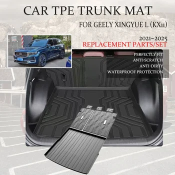 На тепиха В Багажника на Колата Geely Xingyue L Monjaro KX11 2021-2025 TPE Калъфи За Багажников Килими На Задните Седалки Подложки За Съхранение В Багажника Автоаксесоари