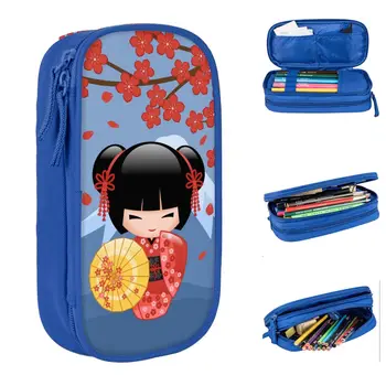 Нова кукла Сакура Кокеши, молив случай за моливи за прекрасни момичета, кутия за писалки за студенти, Голяма чанта за съхранение, Ученически подаръци за студенти, Канцеларски материали