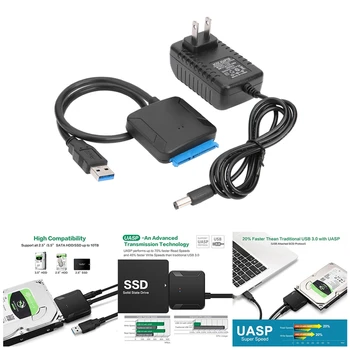 НОВОСТ-кабел за трансфер на данни USB-Sata 2,5 / 3,5-инчов кабел USB 3.0 Easy Drive, кабел-адаптер за твърд диск Sata