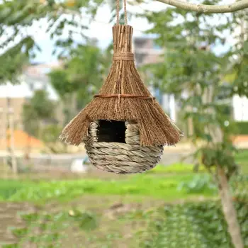 Подвесное Bird ' S Nest От Естествена Трева Подслон За Птичи Гнезда Форма Билков Къща Окачен Къща Колибри Ръчно Изработени Птичи Двор На Къща