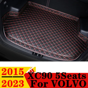 Подложка в багажника на колата за Volvo XC90 5 места 2015-2023 Водоустойчив Задната част на капака на багажника с високи страни, Килими пътека, аксесоари за АВТОМОБИЛИ за опашката, Облицовки за багажника