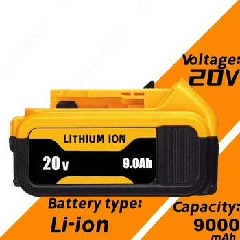 Подмяна на електрически инструменти Aokaidikui 20V 9.0 Ah MAX Battery за DeWal DCB184 DCB181 DCB182 DCB200 20V 3А 5А 6А 18Volt 20v Battery