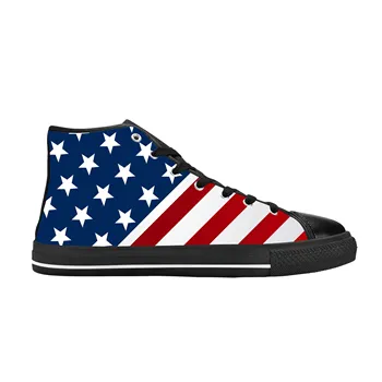 Популярни Съединените Щати, Американския флаг на Звезди и ленти, Ежедневни Матерчатая обувки с висок берцем, Удобни Дишащи Мъжки И Дамски Маратонки с 3D принтом.