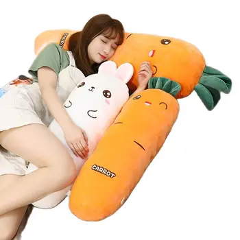 Правоъгълна Морков Плюшен възглавница със заек дължина на 1,1 м, Меко легло за бременни, Възглавница за краката, Подарък за спящия човек