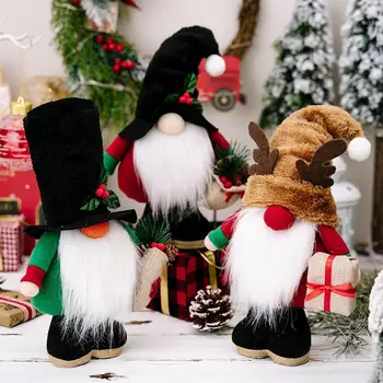 Пред Коледни Джуджета Снежен Дядо Коледа Джуджето Плюшено Стои Скъпа Мека Безлични Кукла Декоративна Коледна Удобна