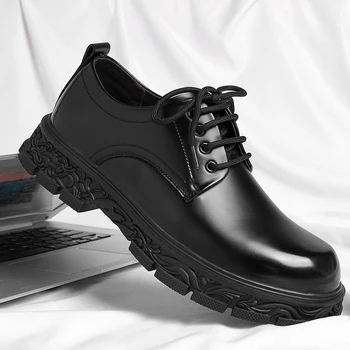 Пролет 2023 година, новият мъжки обувки, модни градска ежедневни кожени обувки, Модни работна обувки в британския стил, износостойкая обувки за ходене.