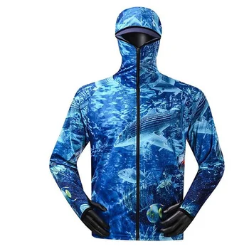 Пролетно-летни мъжки висококачествено облекло за риболов със защита от ултравиолетови лъчи, удобни вентилация, блузи с качулка, с сублимация печат