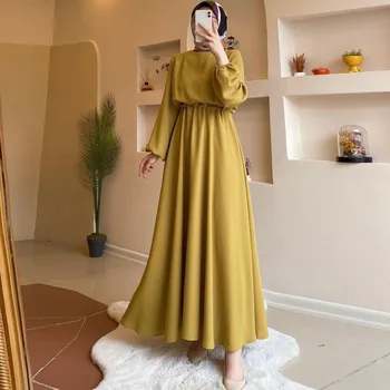 Рамадан, Саудитска Арабската мюсюлманска луксозно облекло Абая 2024, есенна мода, Нова ислямска мода, свободно рокля с дълги ръкави