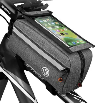 Рамката на Велосипед чанти с Найлонови светлоотразителен ефект Предната Горна Тръба Велосипедна Чанта Водоустойчив Калъф За телефон 6,4 инча Чанта със сензорен екран МТБ Pack Panniers