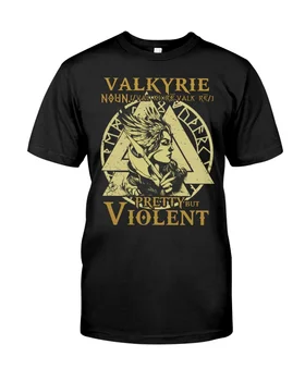 Символ на Викинга, татуировка на Валкирия, памучен тениска с 3D принтом, Harajuku, Модерен Мъжки Летни Ежедневни Блузи с къс ръкав, Унисекс, Черни Ежедневни Блузи